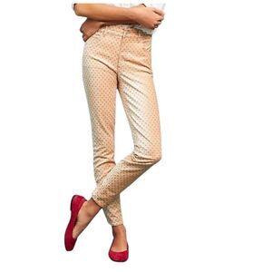 Anthropologie Pilcro the Letterpress Polka Dot Velvet Skinny Pants Peach Size 26